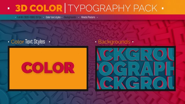 Videohive Color Typography | 3D Text Titles template preview