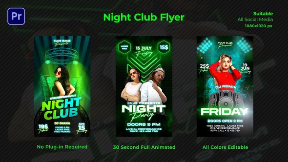 Night Club Flyers Premiere Pro template preview