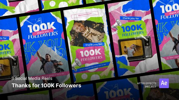 Videohive Social Media Reels - Thanks for 100k Followers After Effects Project Files Product Promo template preview