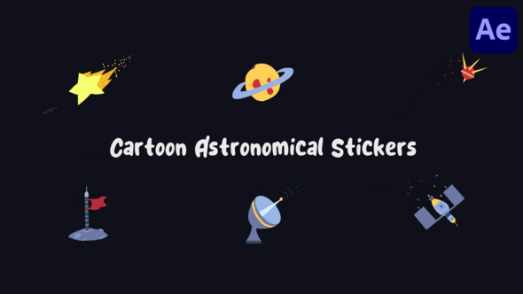 Videohive Cartoon Astronomical Stickers for After Effects Elements template preview