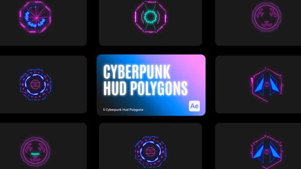 Videohive Cyberpunk HUD Polygons for After Effects Elements template preview