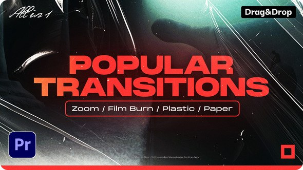 Film Zoom Transitions Premiere Pro template preview