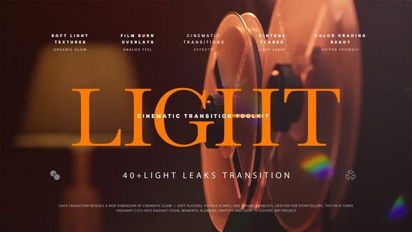 Videohive 40+ Light Leak Transitions Pack Elements template preview