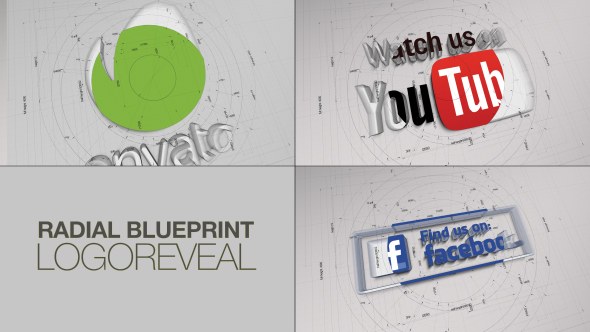 Radial BluePrint LogoReveal Video Displays template preview