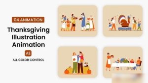 Videohive Thanksgiving illustration Scene Elements template preview
