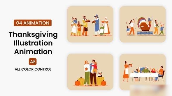Videohive Thanksgiving illustration Scene Elements template preview