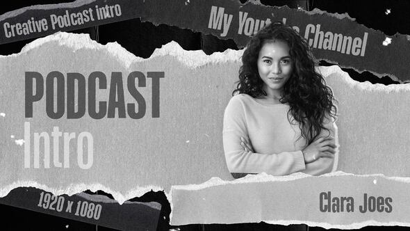Videohive Podcast Intro | Paper Style | Black and White Openers template preview