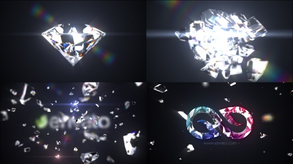 Videohive Shattered Diamond Logo Text Reveal Logo Stings template preview
