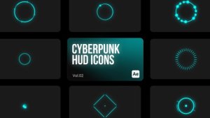 Videohive Cyberpunk HUD Icons 02 for After Effects Elements template preview