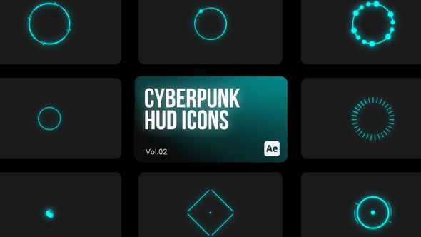 Videohive Cyberpunk HUD Icons 02 for After Effects Elements template preview