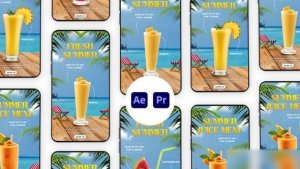 Videohive Summer Drink Menu Instagram Story Elements template preview