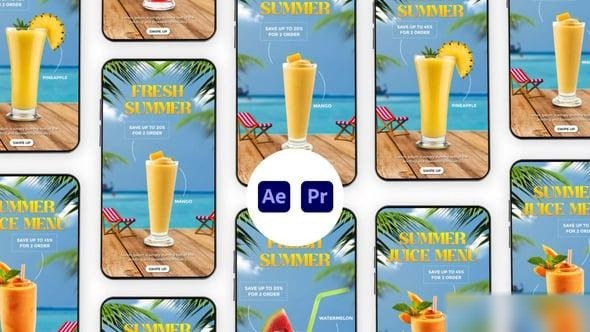 Videohive Summer Drink Menu Instagram Story Elements template preview