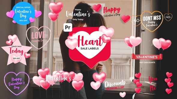 Heart Sale Labels for Premiere Pro Premiere Pro template preview