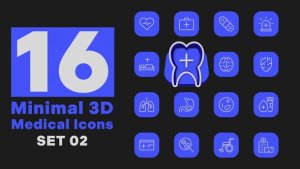 Videohive Minimal 3D - Medical Icons Set 2 Elements template preview