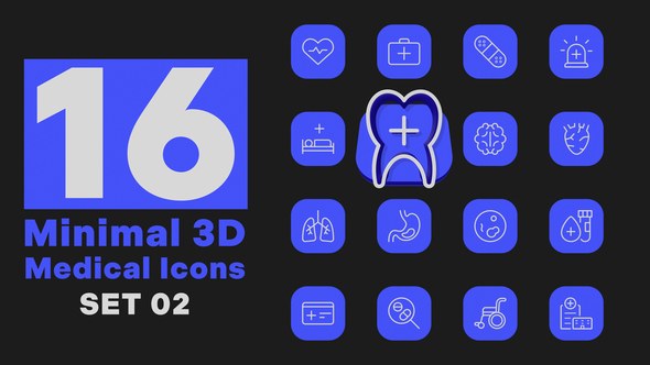 Videohive Minimal 3D - Medical Icons Set 2 Elements template preview