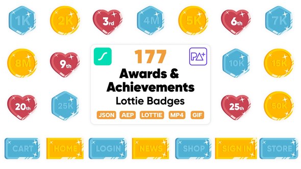 Videohive Awards & Achievements Lottie Badges Elements template preview