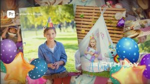 Happy Birthday Photo Slideshow | MOGRT Premiere Pro template preview