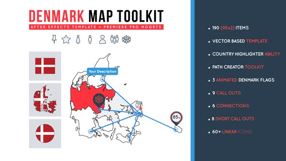 Videohive Denmark Map Toolkit Infographics template preview