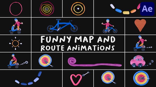 Videohive Funny Map And Route Animations | After Effects Elements template preview