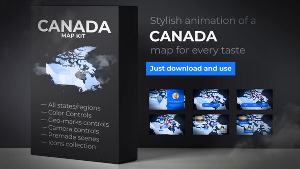 Videohive Canada Map - Canadian Map Kit Video Displays template preview