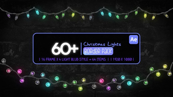Videohive Christmas Border Lights Pack 55868671 Elements template preview