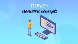 Teamwork - Isometric Concept Video Displays template preview