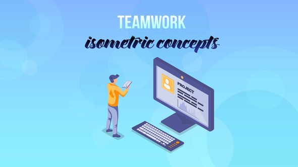 Teamwork - Isometric Concept Video Displays template preview