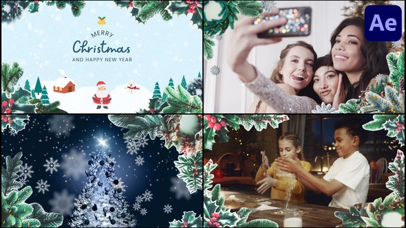 Videohive Christmas Wreath Frames | After Effects Elements template preview