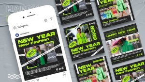 Videohive Happy New Year Instagram Promo Post Elements template preview