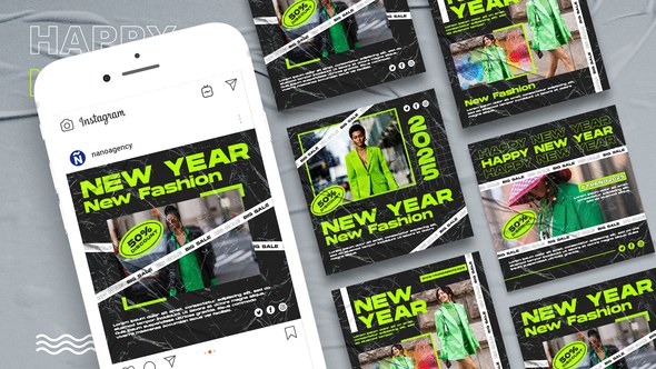 Videohive Happy New Year Instagram Promo Post Elements template preview