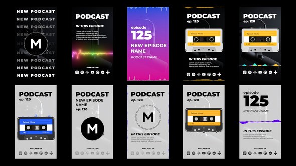 Videohive Podcast Stories Pack 33018433 Elements template preview
