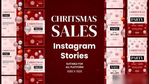 Videohive Realistic Christmas Sales Instagram Stories Openers template preview