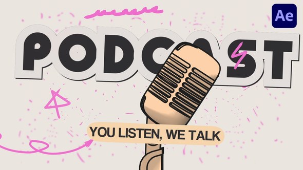 Videohive Bold Outline Podcast Opener Openers template preview