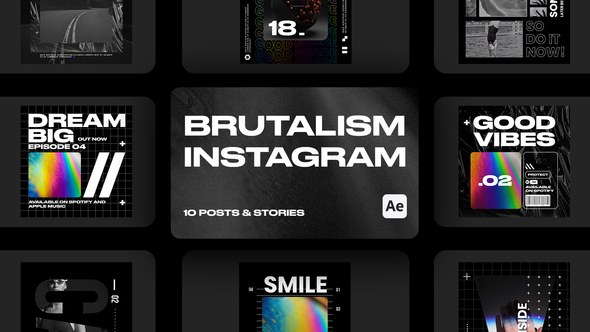 Videohive Brutalism Style Instagram Posts & Stories for After Effects Elements template preview