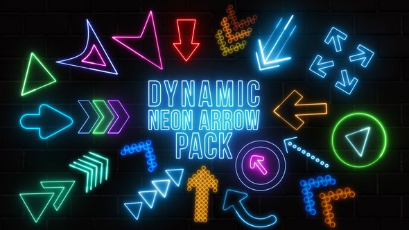 Videohive Dynamic Neon Arrows Pack Elements template preview