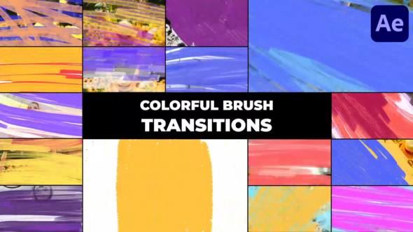 Videohive Colorful Brush Transitions | After Effects Elements template preview