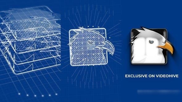 Videohive Blueprint Grid Logo Reveal 3 Logo Stings template preview