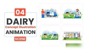 Videohive Dairy Concept Illustration Scene Animation | After Effect Template Video Displays template preview