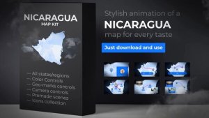 Videohive Nicaragua Animated Map - Republic of Nicaragua Map Kit Video Displays template preview