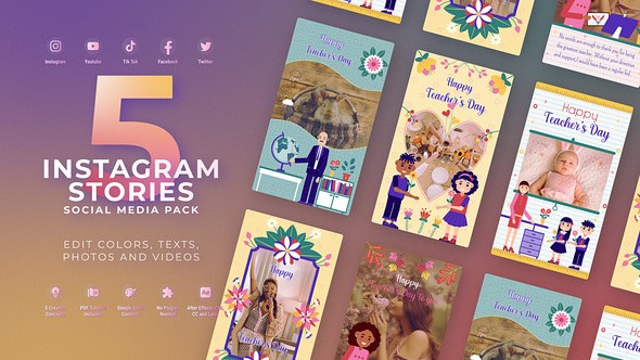 Videohive Teachers Day Vertical Video Displays template preview