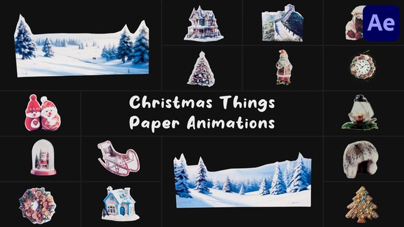 Videohive Christmas Things Paper Animations for After Effects Elements template preview