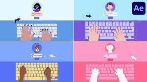 Videohive Hands Keyboard Log In Explainer for After Effects Titles template preview