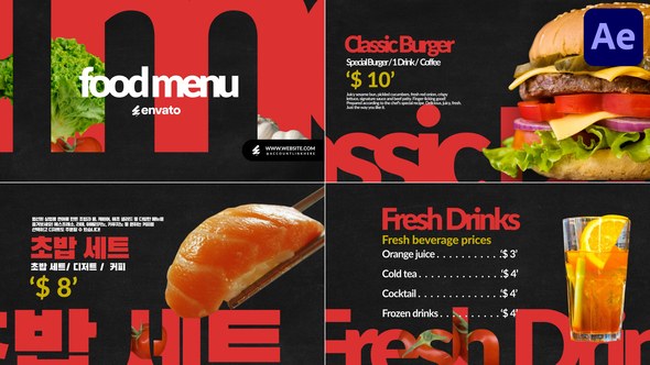 Videohive Food Menu for After Effects Openers template preview