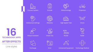 Videohive Technology Apps Line icons Pack Elements template preview