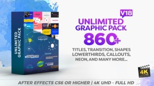 Unlimited Shapes / Titles / Transitions / Lower Thirds & Elements Graphic Pack Video Displays template preview