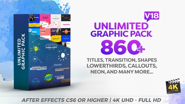 Unlimited Shapes / Titles / Transitions / Lower Thirds & Elements Graphic Pack Video Displays template preview