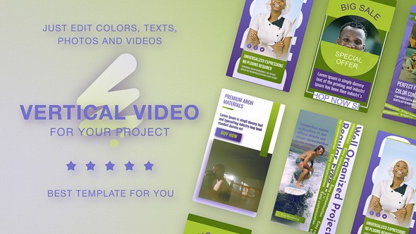 Videohive Instagram Vertical Stories Green Violet Product Promo template preview