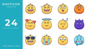 Videohive Emoticon Animated Icons | After Effects Elements template preview