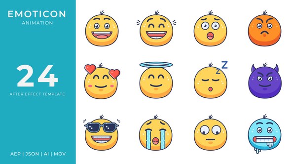 Videohive Emoticon Animated Icons | After Effects Elements template preview