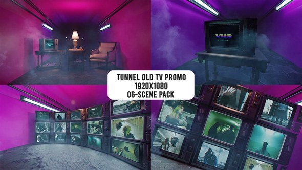 Videohive Tunnel Old Tv Promo Video Displays template preview